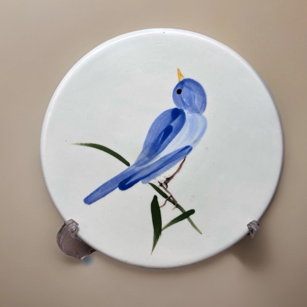Elegant Blue Bird Ceramic Decor